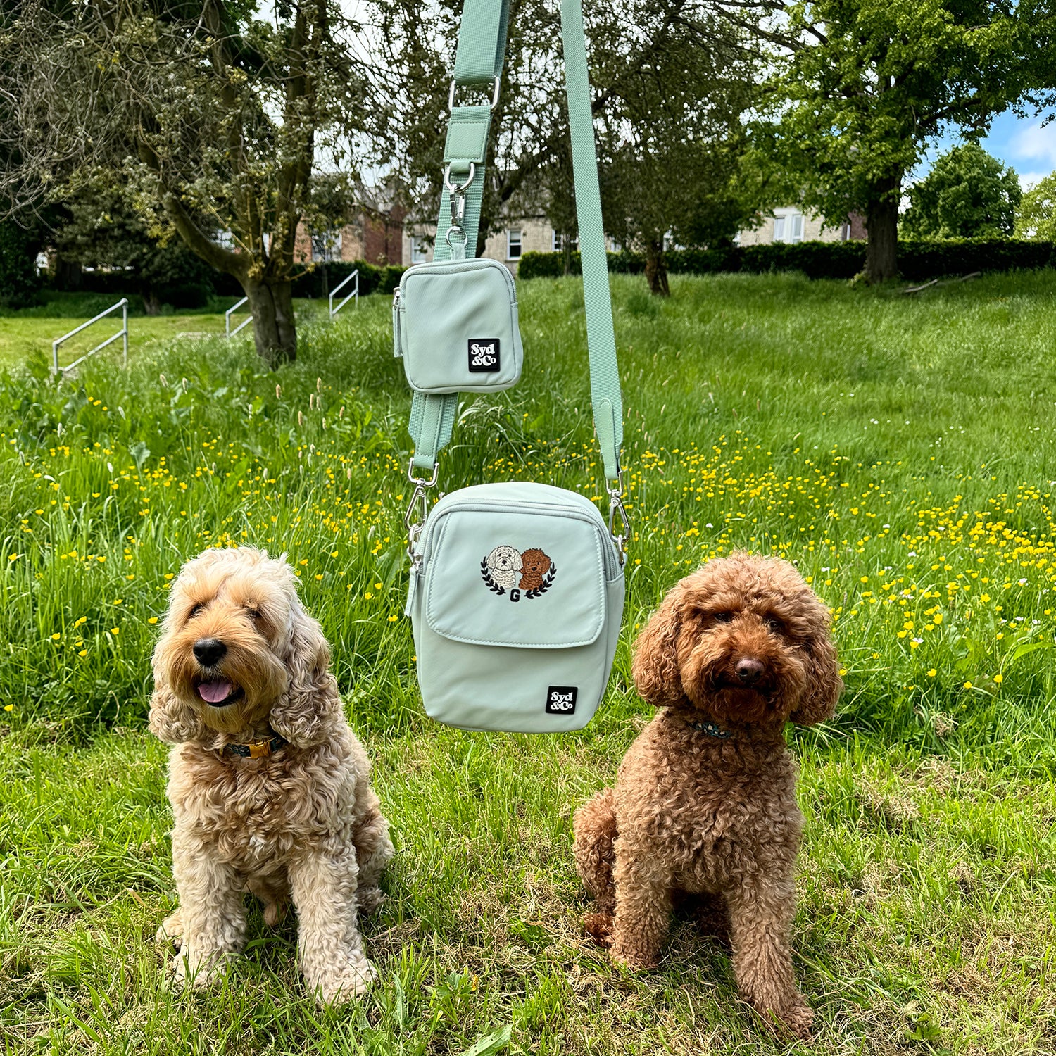 Personalised Sage Green Dog Walking Bag