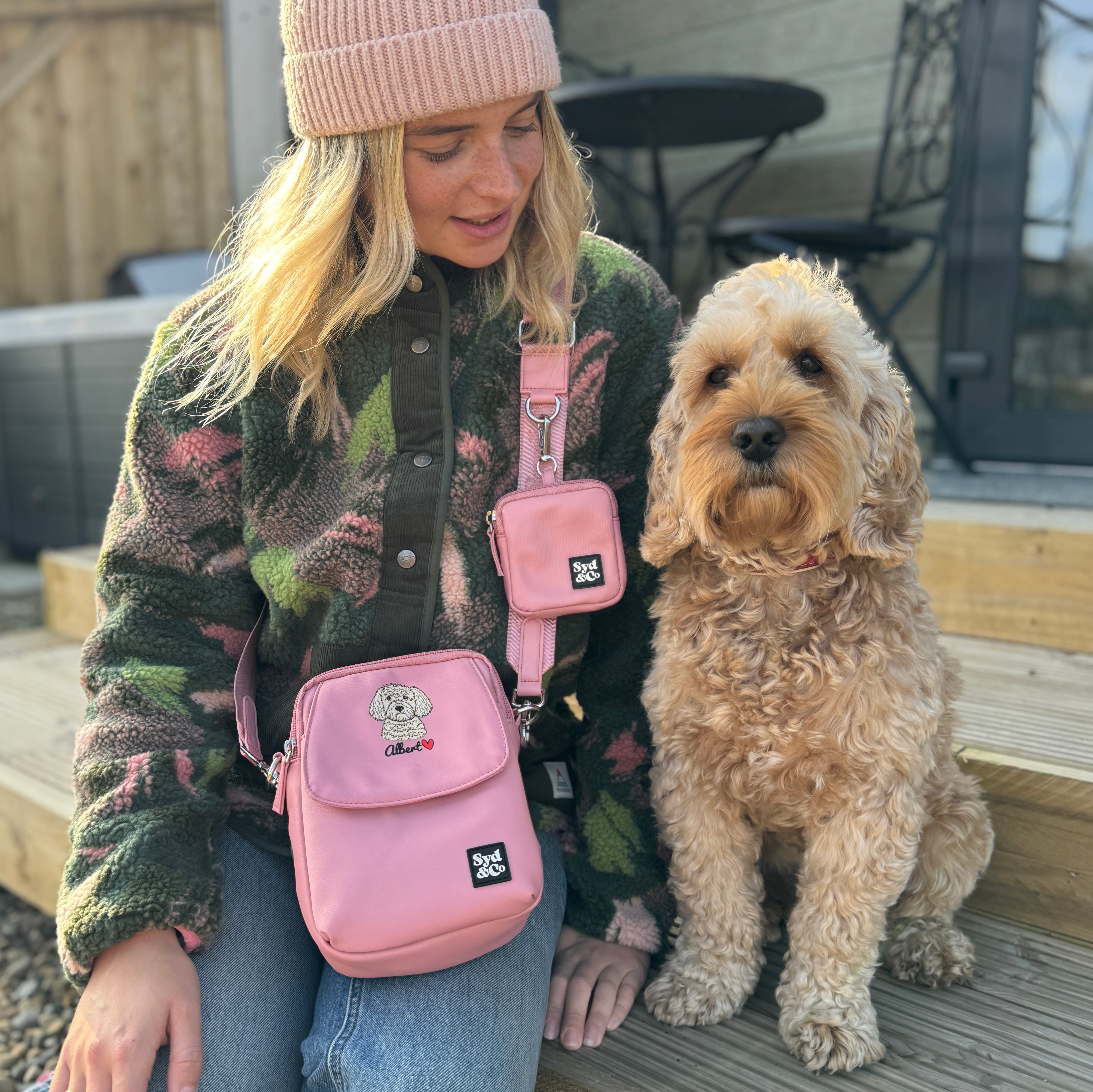 Personalised Pink Dog Walking Bag