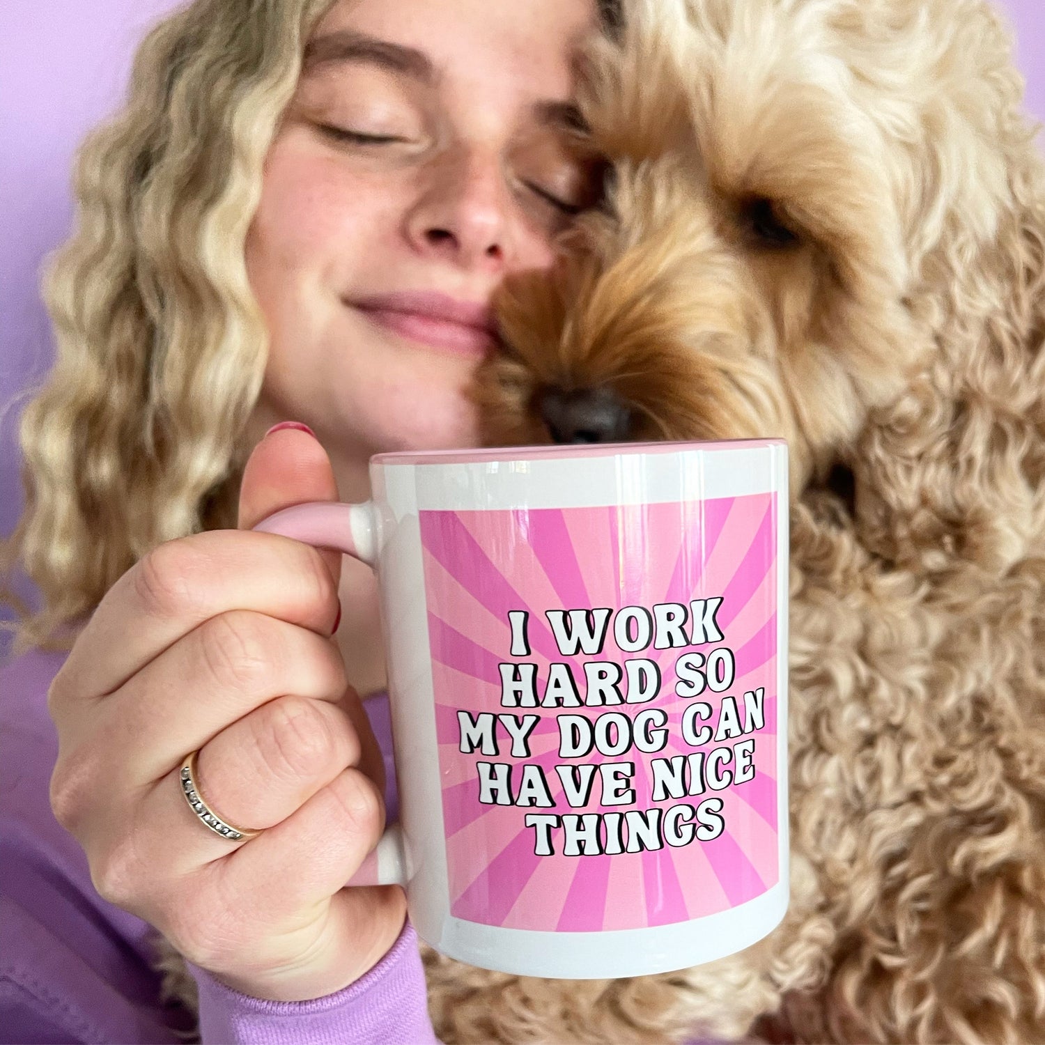 Pink I Work Hard For My Dog Mug