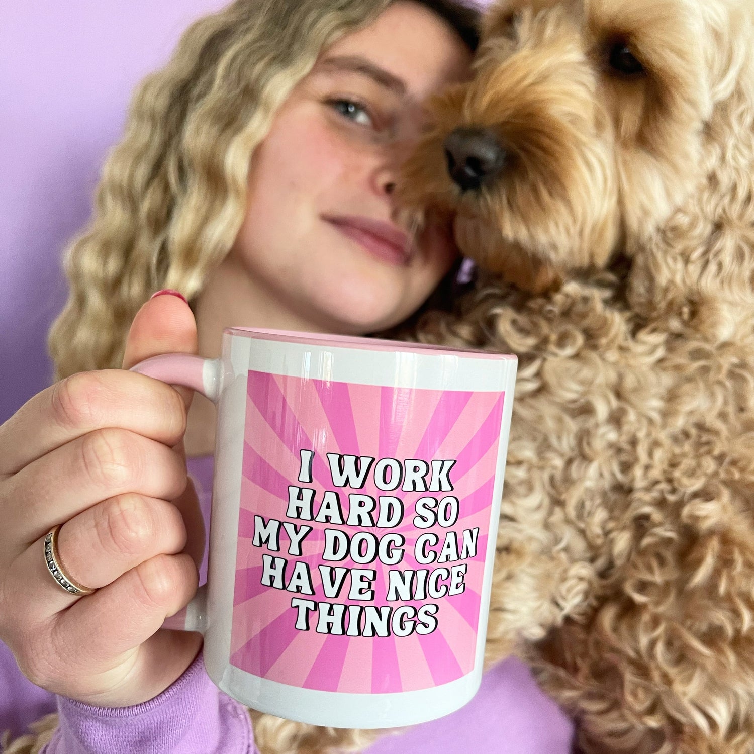 Pink I Work Hard For My Dog Mug