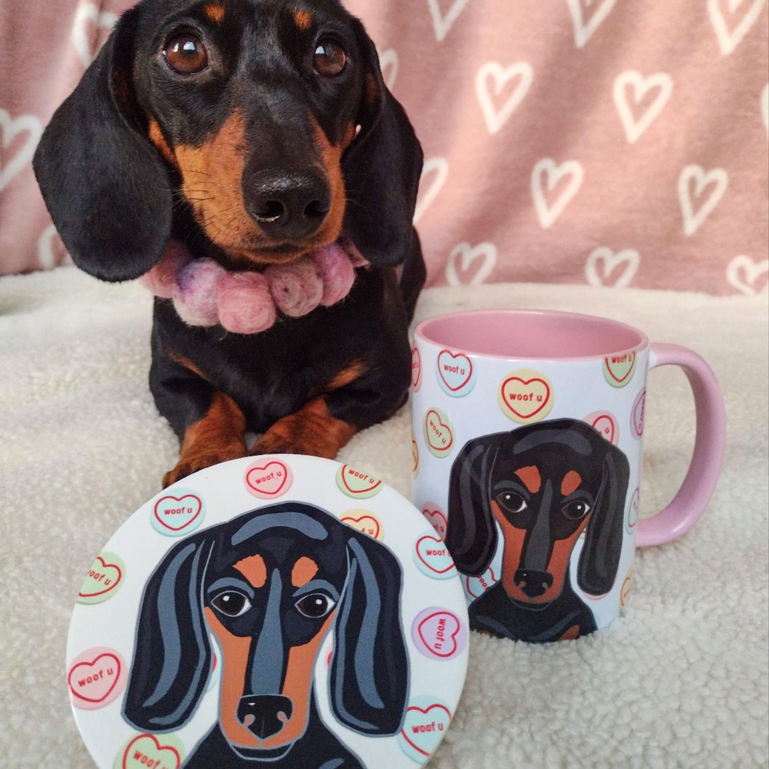 Personalised Woof You Sweet heart mug