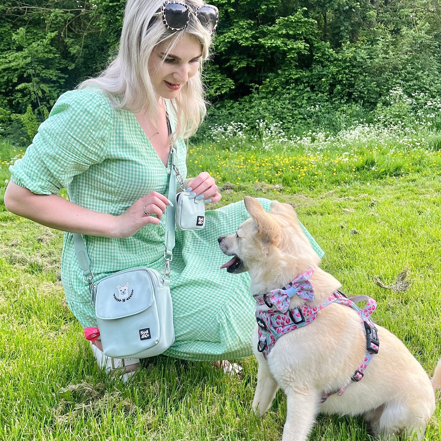 Personalised Sage Green Dog Walking Bag