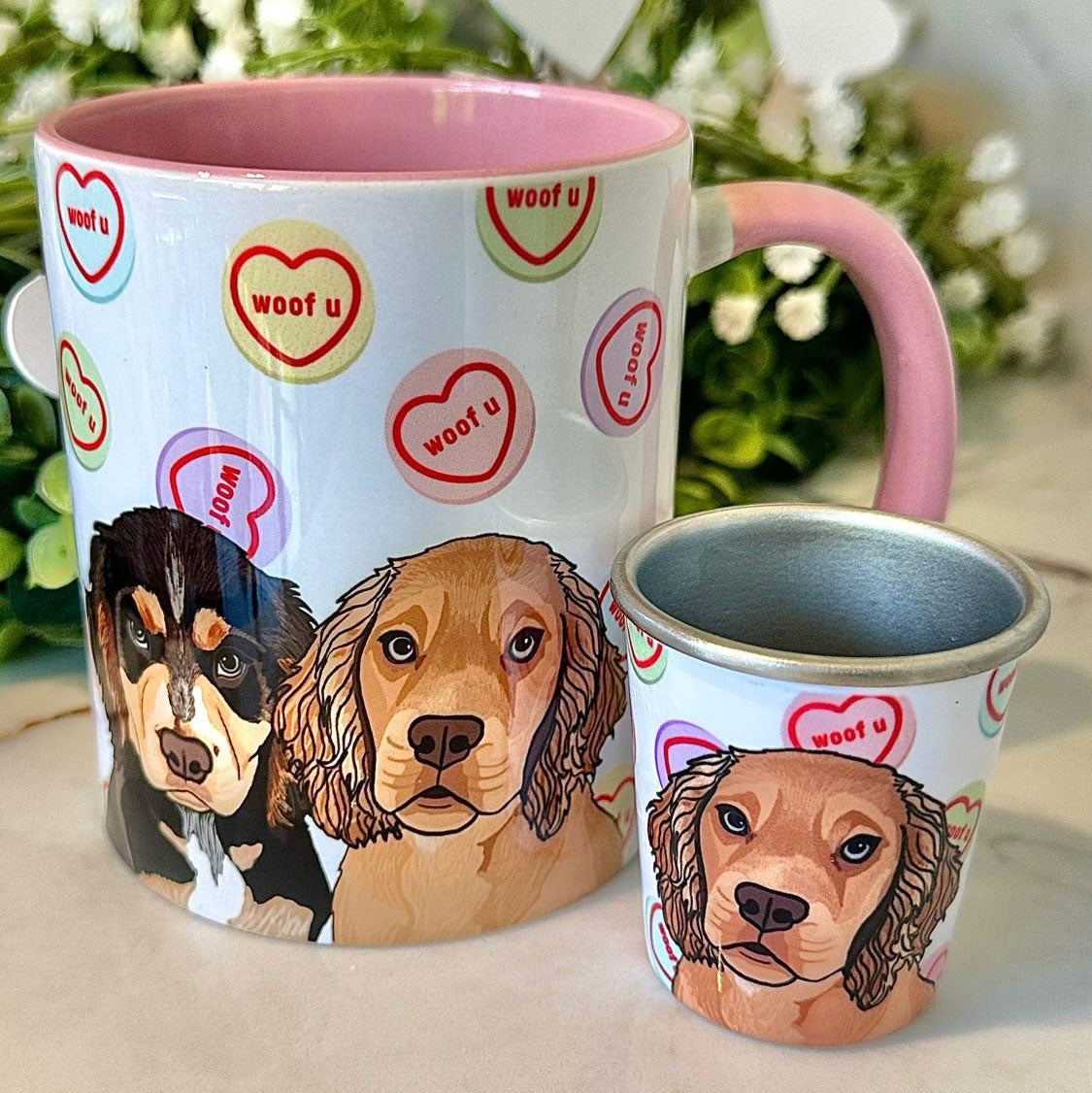 Personalised Woof You Sweet heart mug