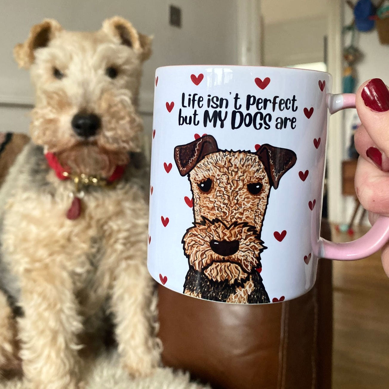 Personalised Dog Dainty Hearts Mug