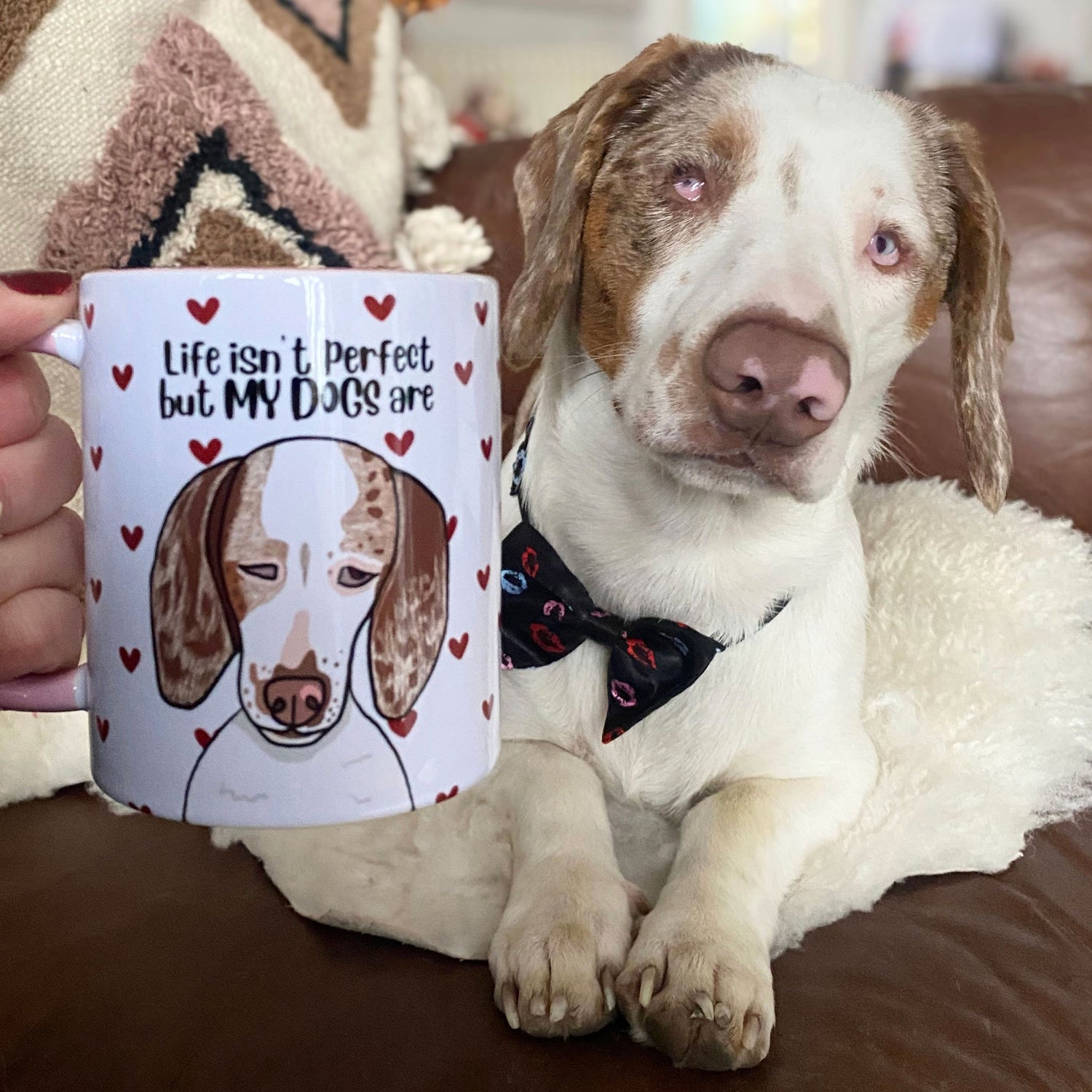 Personalised Dog Dainty Hearts Mug