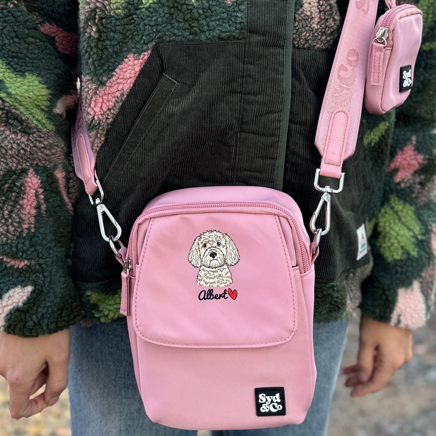 Personalised Pink Dog Walking Bag