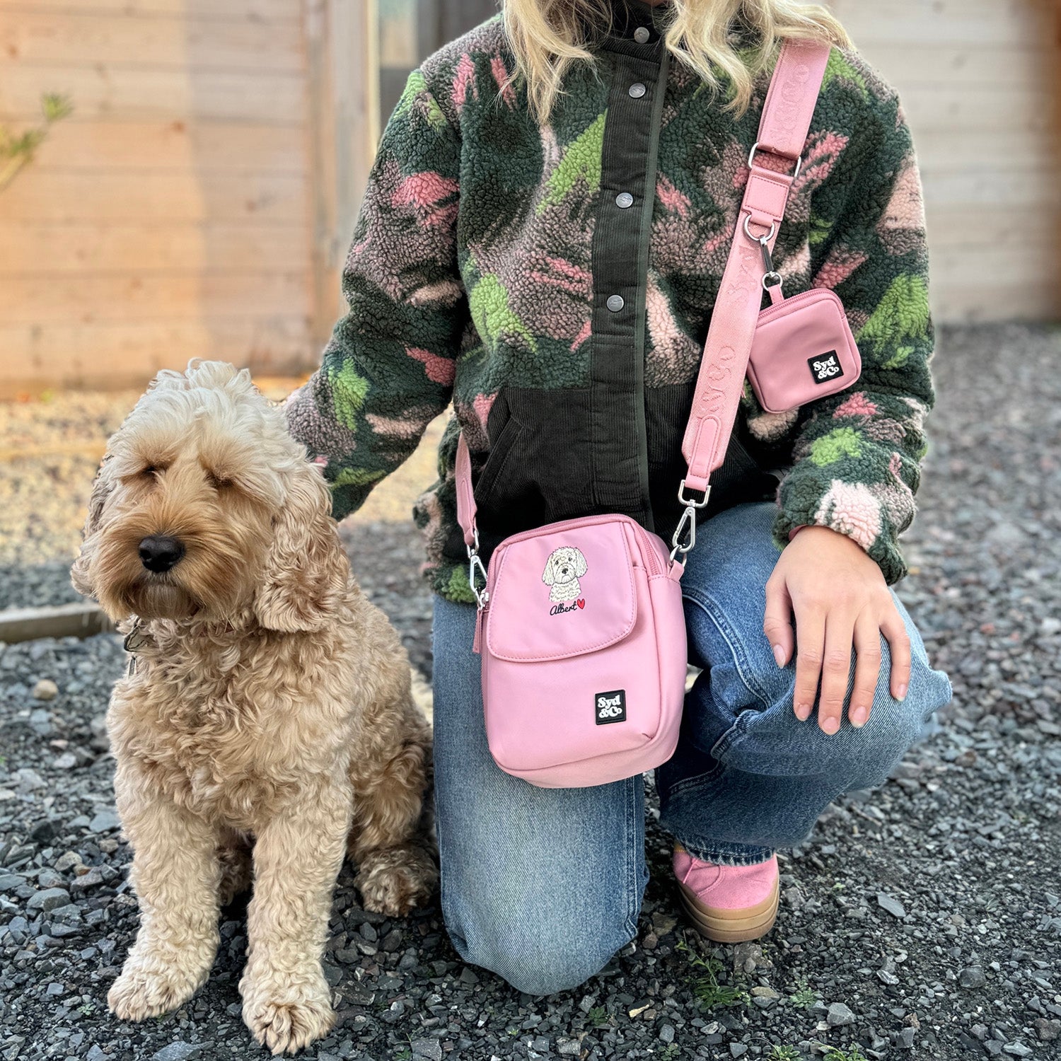 Personalised Pink Dog Walking Bag