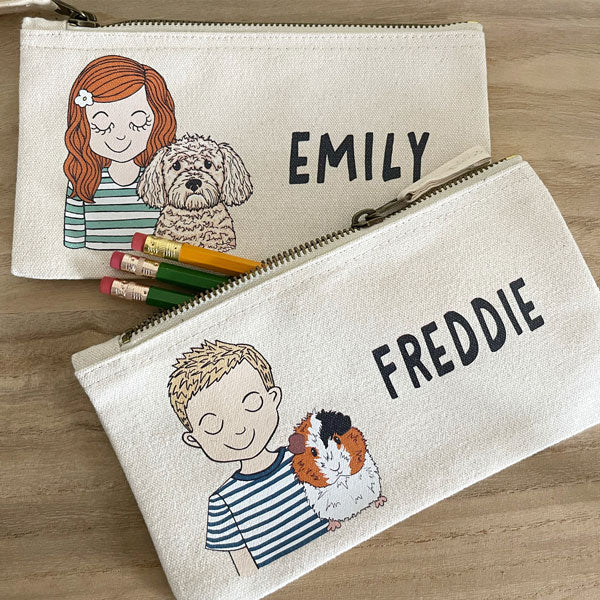 Personalised Back To School Kids Pencil Case With Pet On