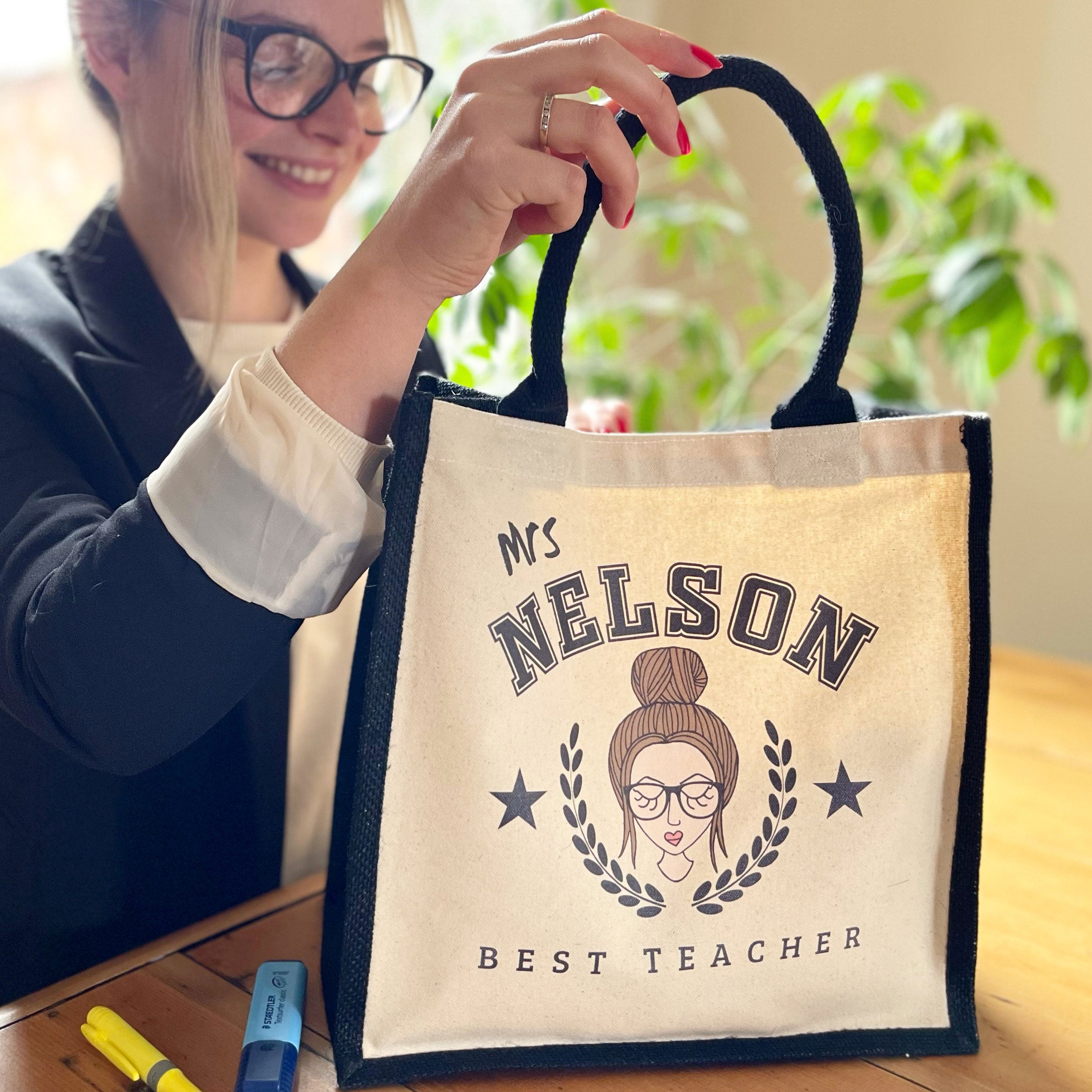 shelf Gem friendly personalized teacher tote bags Upbringing ticket loom